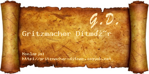 Gritzmacher Ditmár névjegykártya